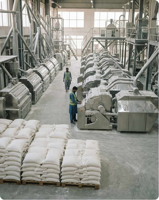 Flour mill with export sacks
